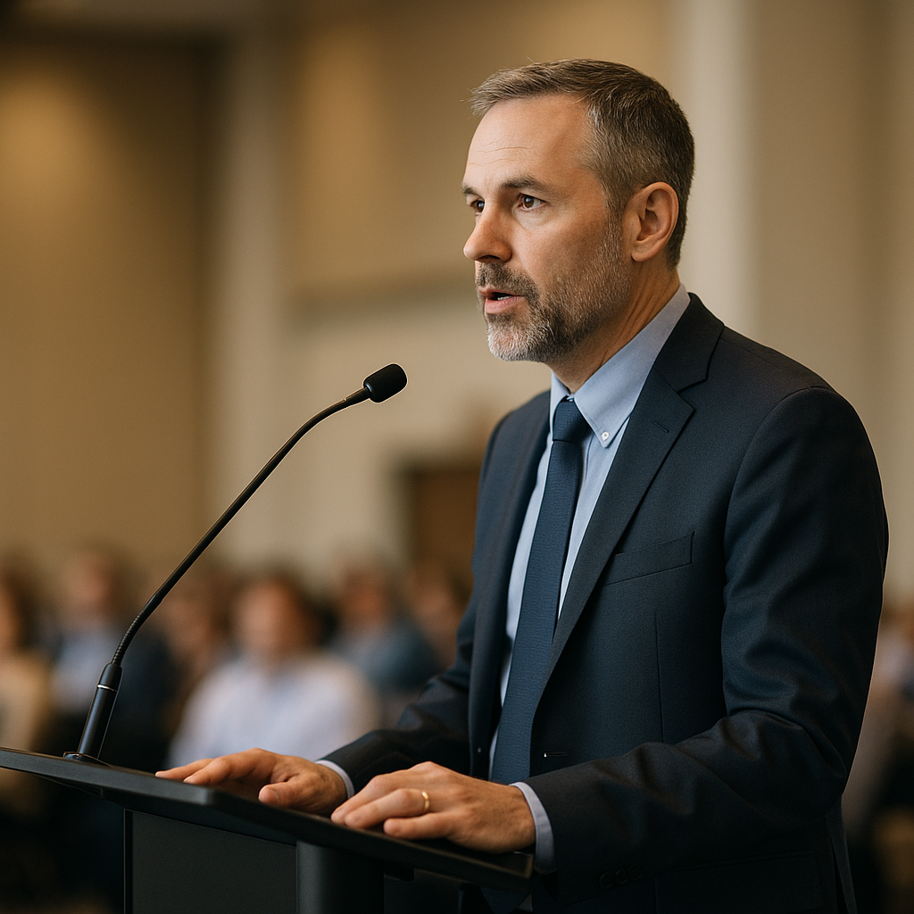 Keynote speaker addresses audience at a sleep event meeting in Baltimore.